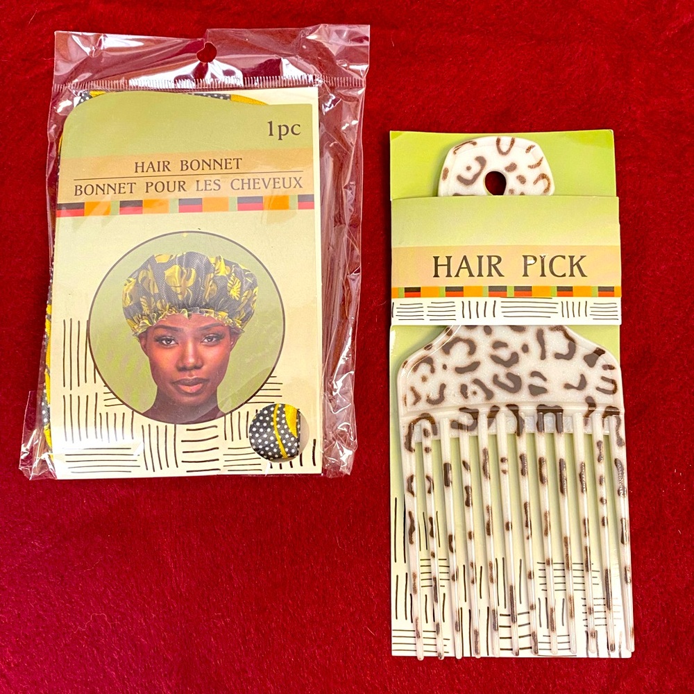 African Print 🇬🇭 Hair Bonnet & Hair Pick